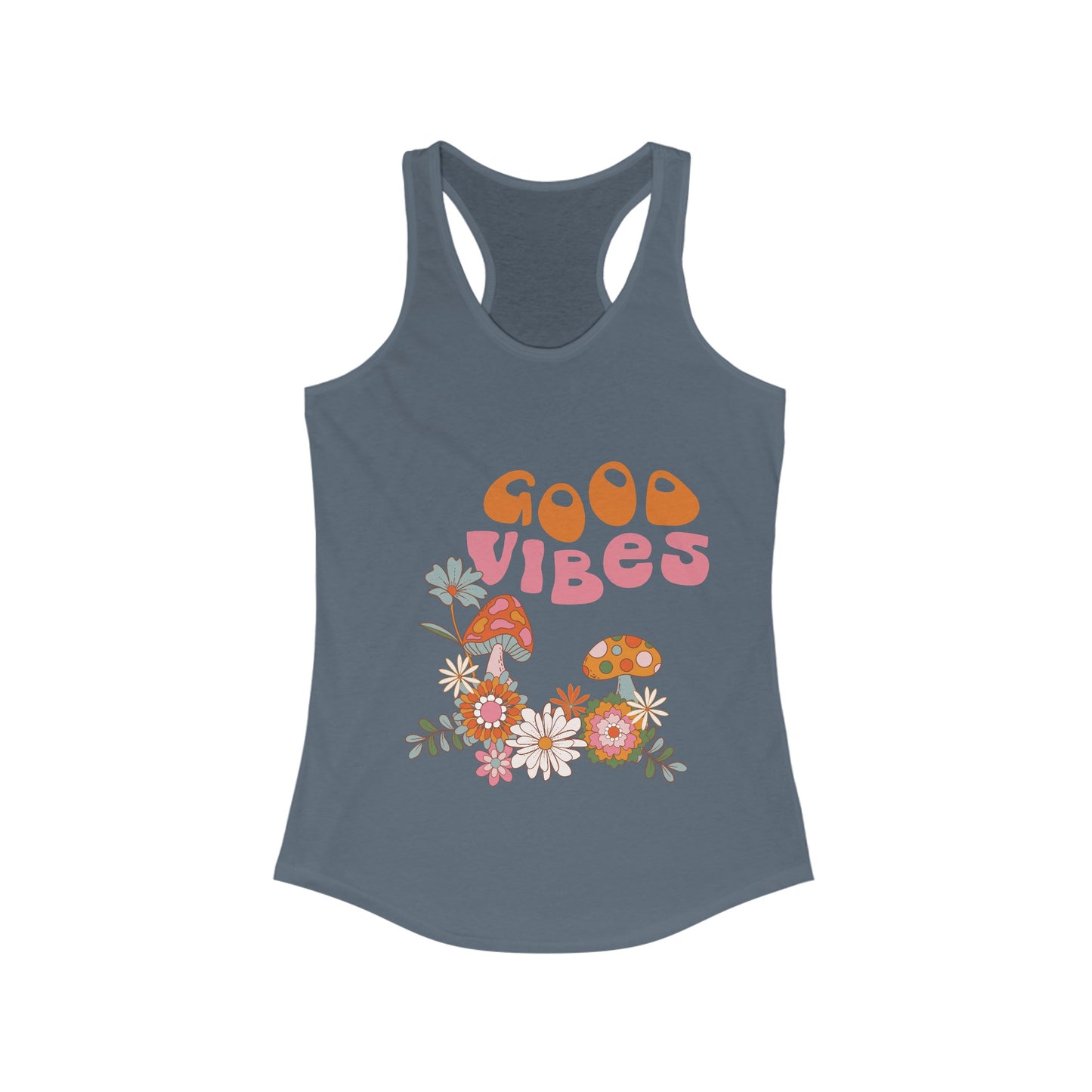 Good Vibes 60's Style Women's Racerback Slim Fit Tank Top Sizes xs-2xl