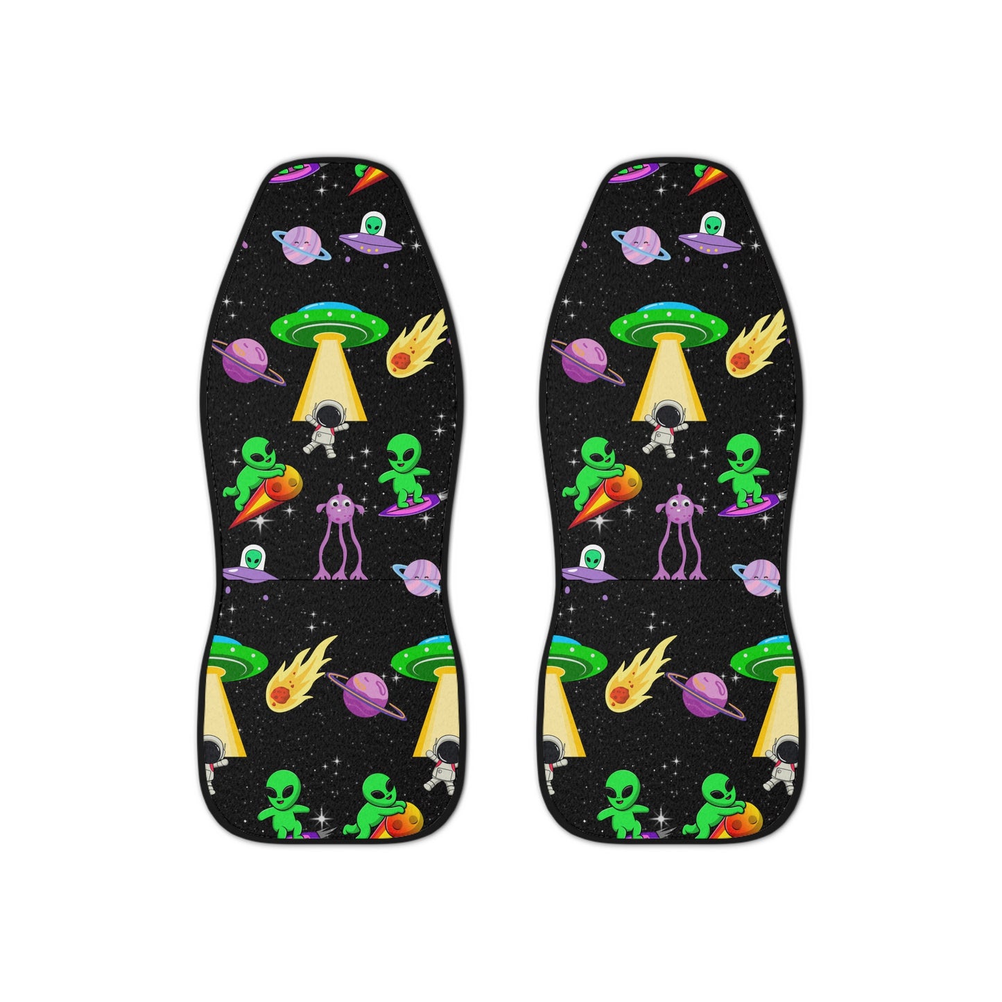 Space Alien Pattern Purple & Green UFO Universe Car Seat Covers