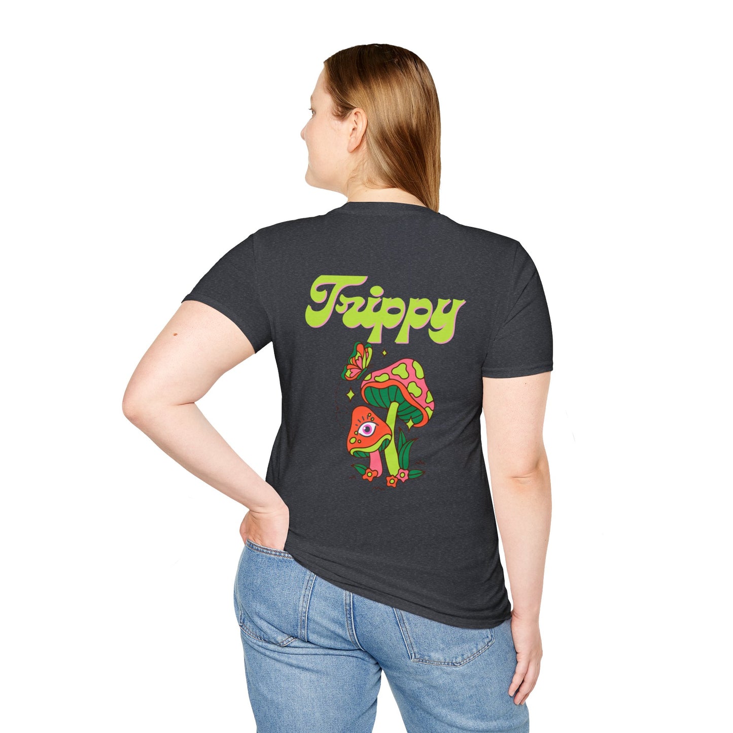 Trippy Mushrooms Double Sided Women's Plus Softstyle Tee Sizes xl-5xl