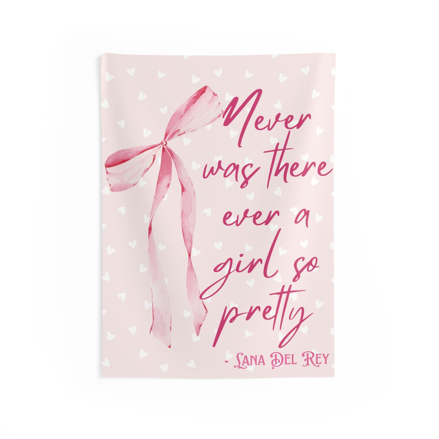 Pink Coquette Girl So Pretty Bow Indoor Wall Tapestry Multiple Sizes