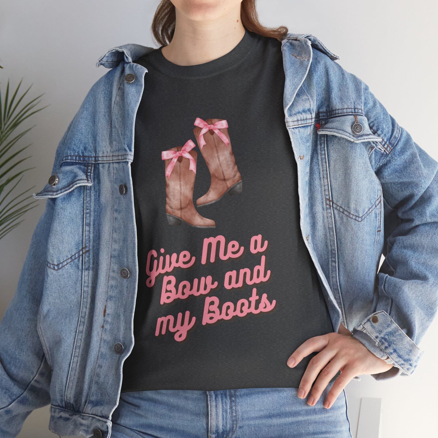 Pink Cowgirl Bow & Boots Women's Plus Short Sleeved Cotton Tee Size xl-5xl