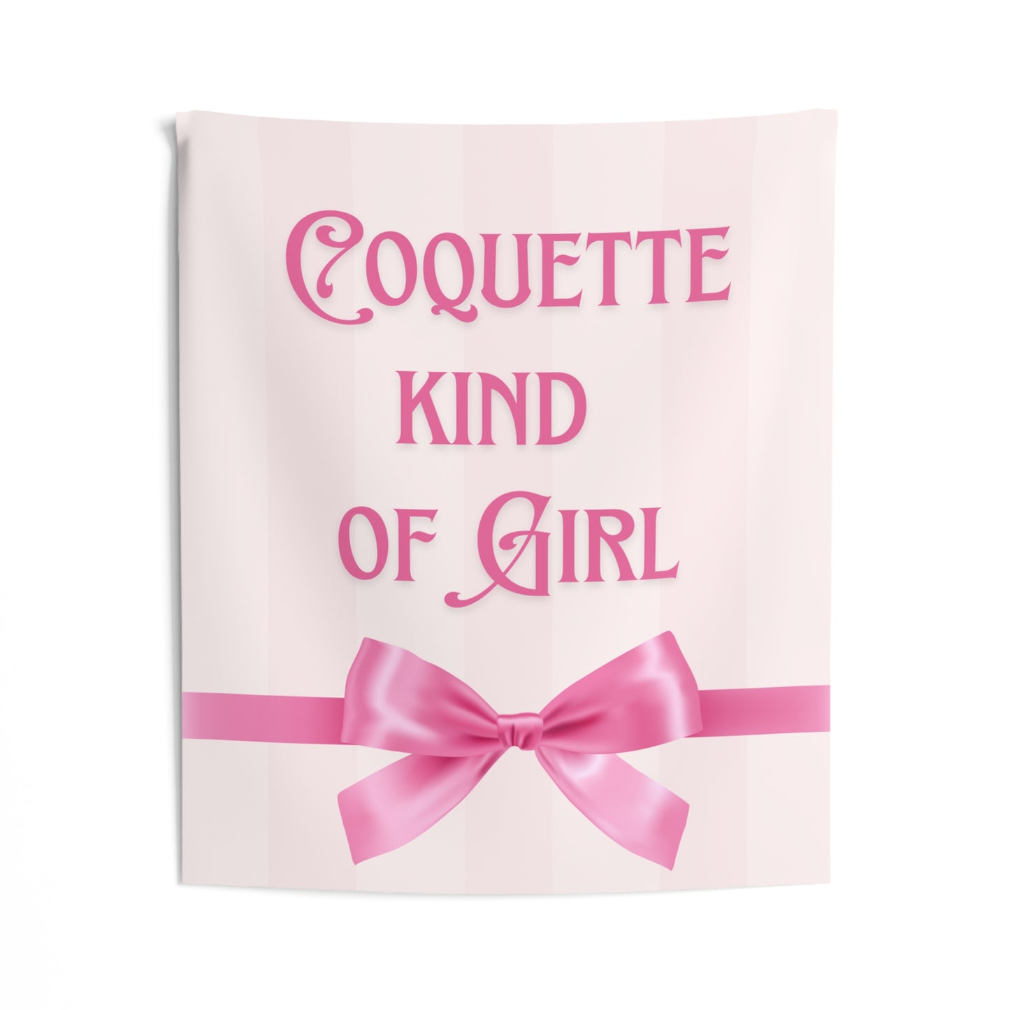 Coquette Kind of Girl Pink Bow Indoor Wall Tapestry Multiple Sizes