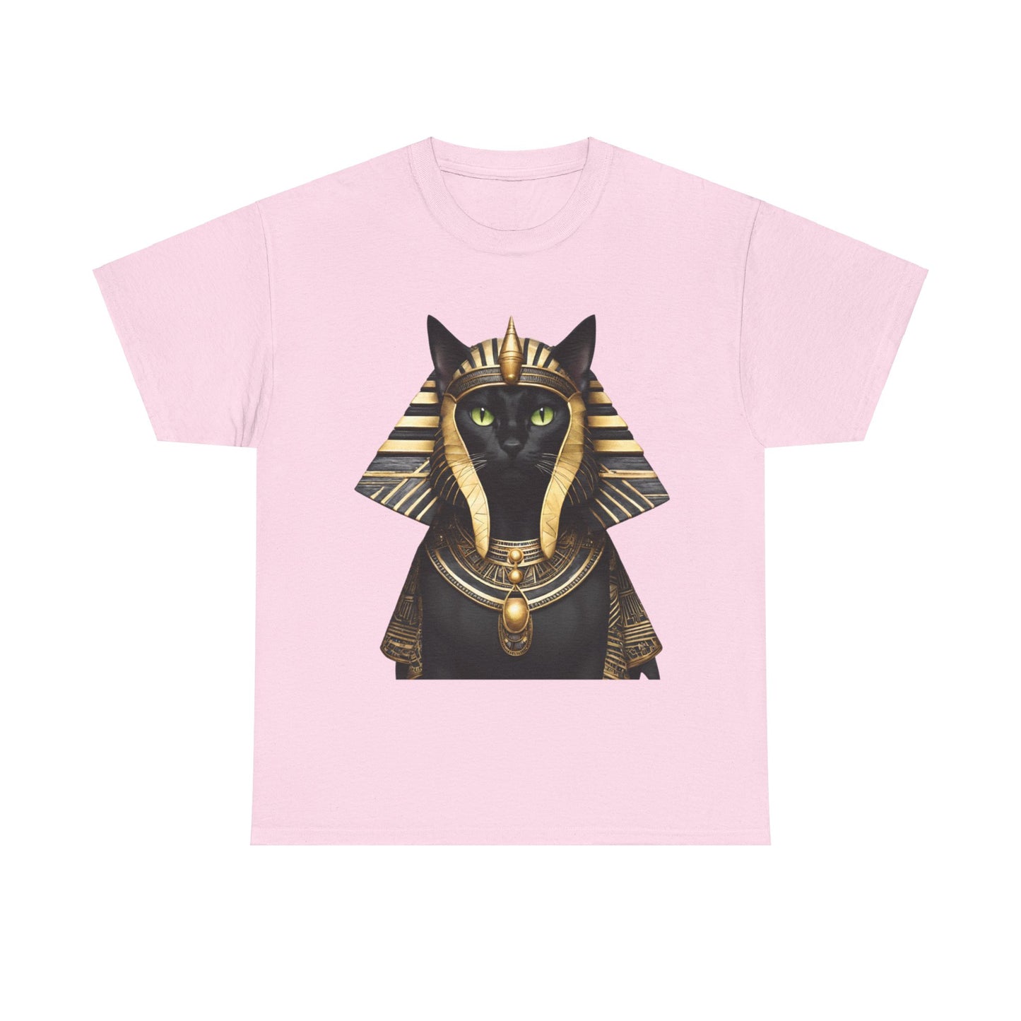 Black & Gold Egyptian Princess Pharaoh Kitty Cat Women's Plus Cotton Short Sleeved Tee Size xl-5xl