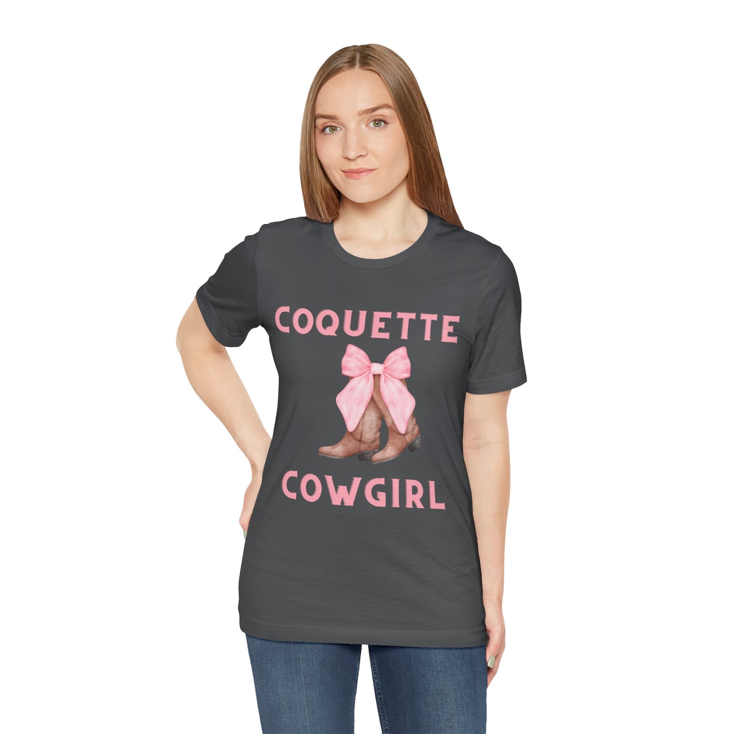 Coquette Cowgirl Bow & Boots Women's Jersey Short Sleeved Tee Size S-2xl