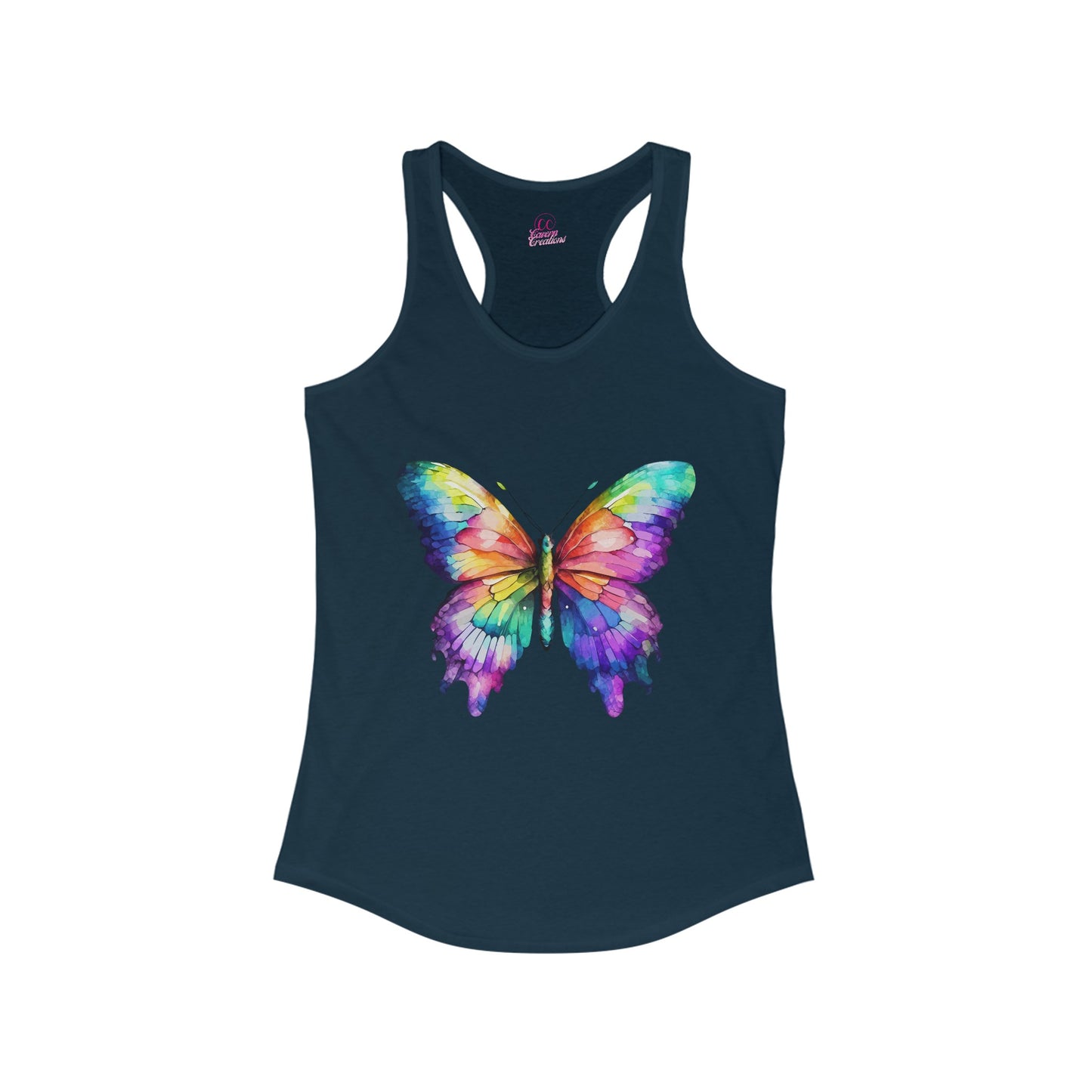 Watercolor Butterfly Women's Racerback Slim Fit Tank Top Sizes xs-2xl