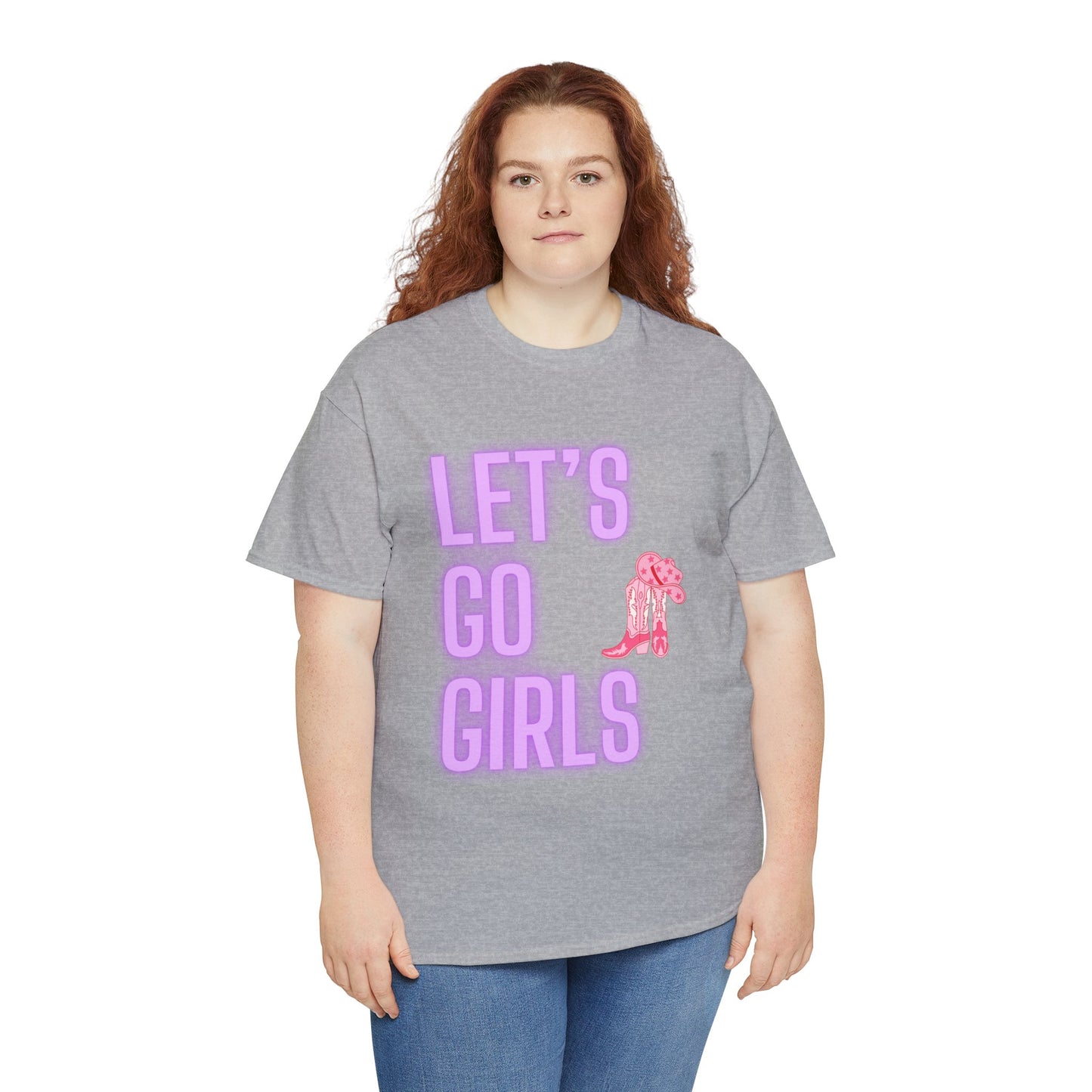 Let's Go Girls Glow Cowgirl Women's Plus Heavy Cotton Tee Size xl-5xl