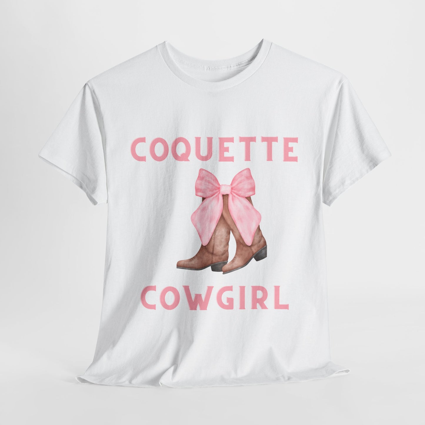 Coquette Cowgirl Bow & Boots Women's Plus Short Sleeved Cotton Tee Size xl-5xl