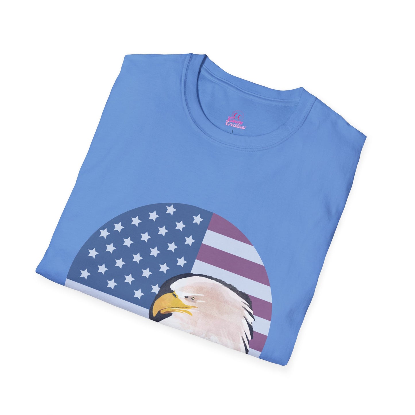 Red, White & Blue Eagle and Flag Antique 4th Softstyle Plus Short Sleeve T-Shirt Multiple Sizes xl-5xl