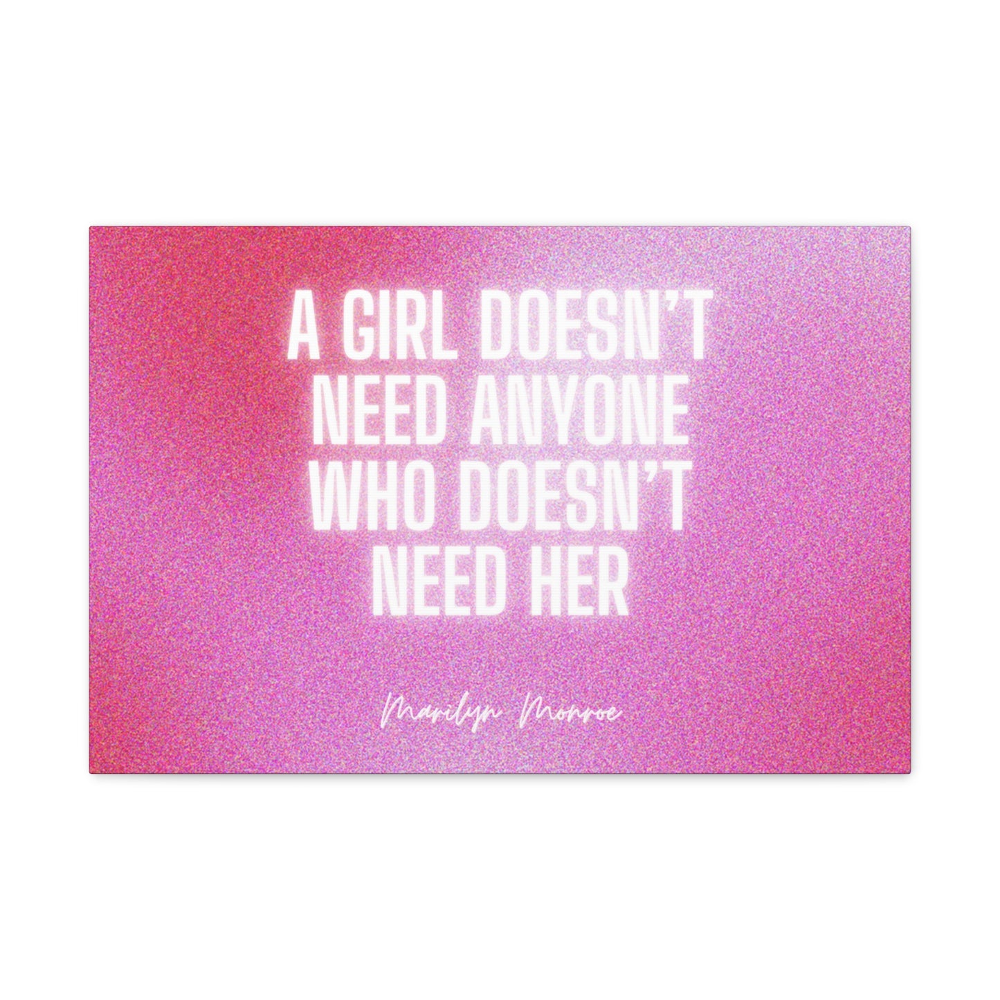 Glow White and Pink Marilyn Monroe Girl Wrapped Canvas Art Multiple Sizes