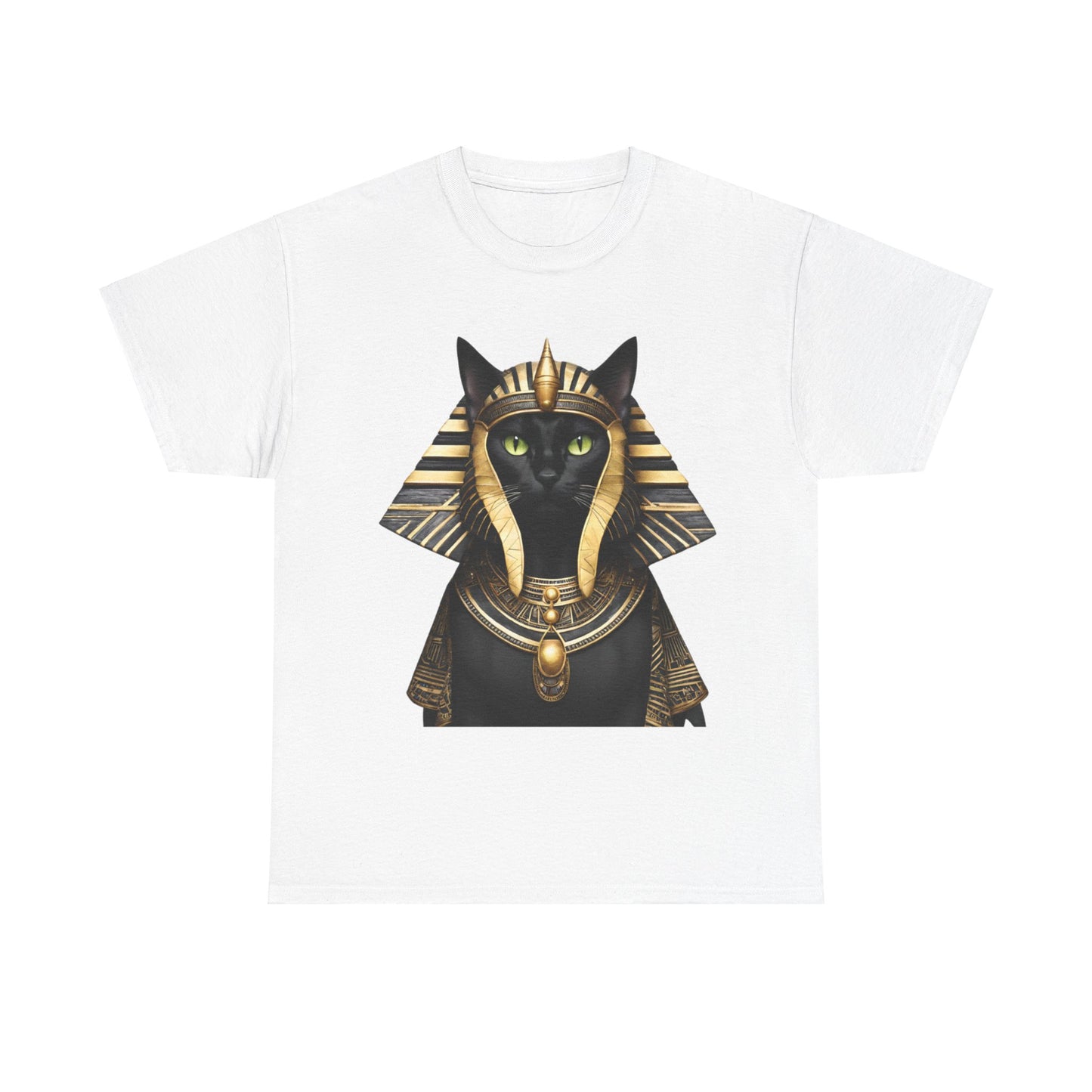 Black & Gold Egyptian Princess Pharaoh Kitty Cat Women's Plus Cotton Short Sleeved Tee Size xl-5xl