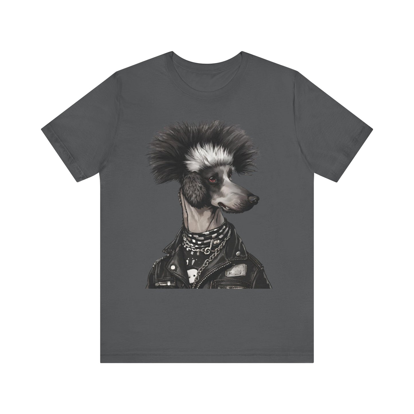Black & White Punk Rock Poodle Puppy Dog Women's Jersey Short Sleeve Tee Size s-2xl