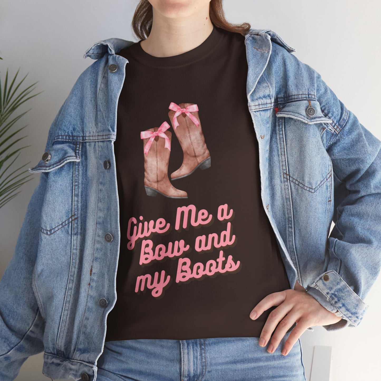 Pink Cowgirl Bow & Boots Women's Plus Short Sleeved Cotton Tee Size xl-5xl