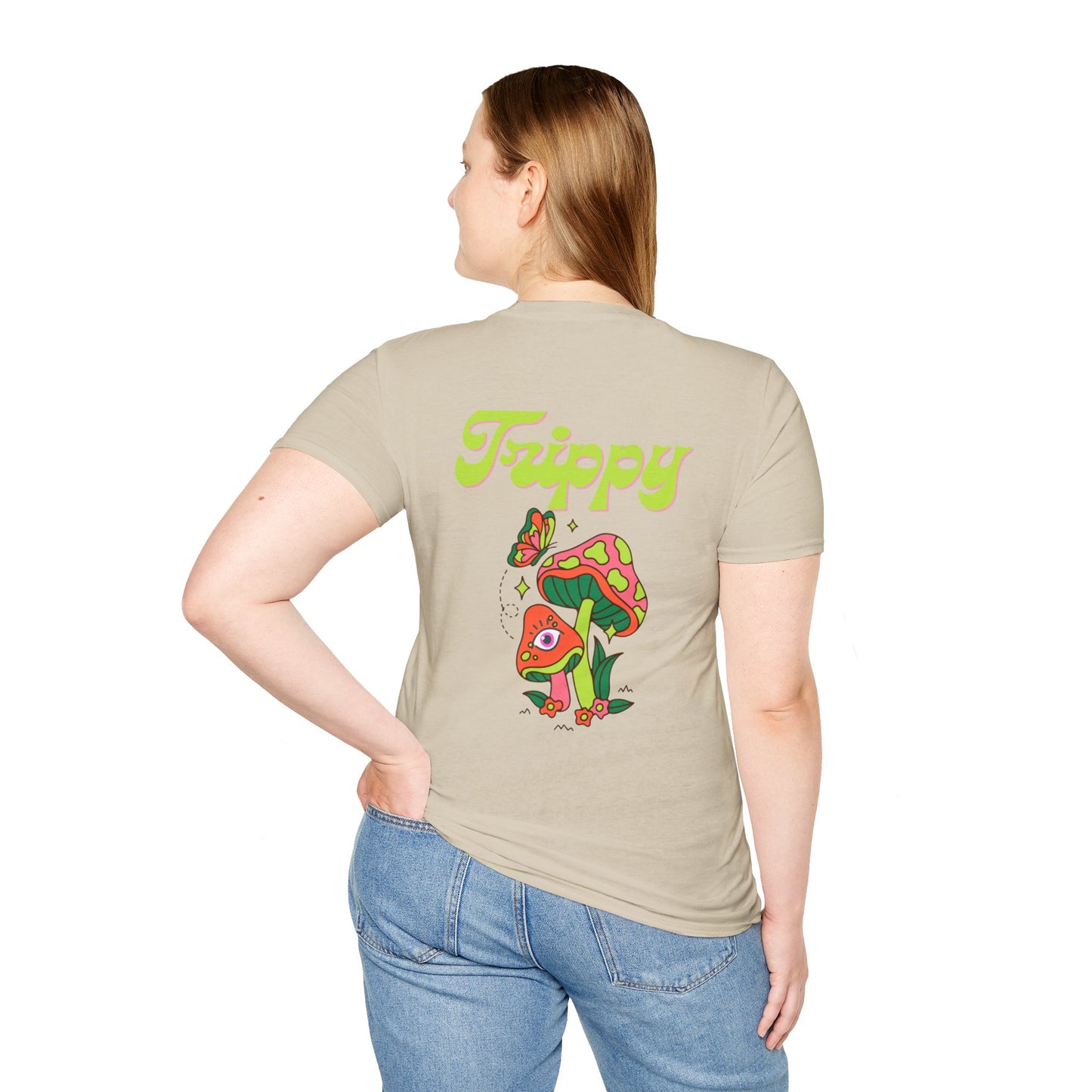 Trippy Mushrooms Double Sided Women's Plus Softstyle Tee Sizes xl-5xl