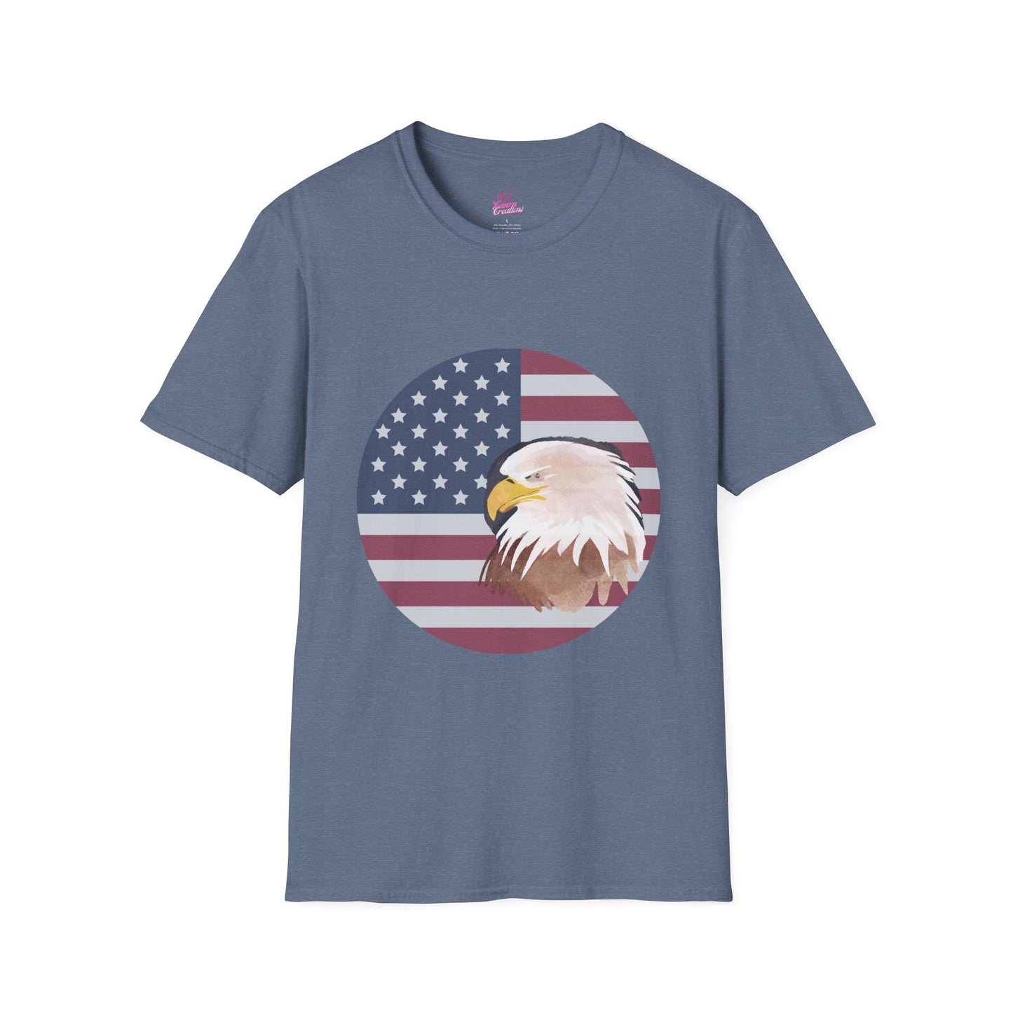 Red, White & Blue Eagle and Flag Antique 4th Softstyle Plus Short Sleeve T-Shirt Multiple Sizes xl-5xl