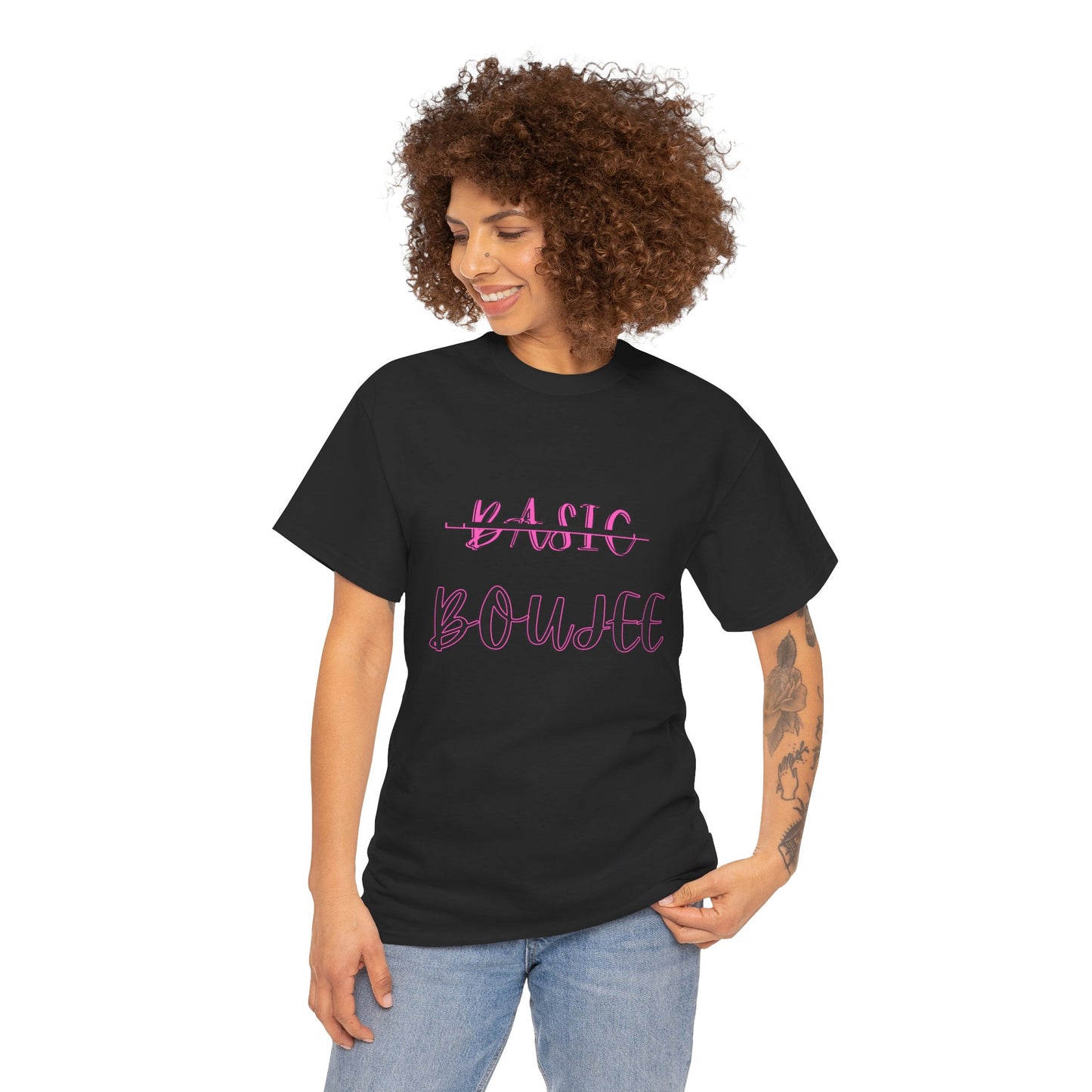 Pink Boujee Not Basic Women's Plus Heavy Cotton Tee Size xl-5xl