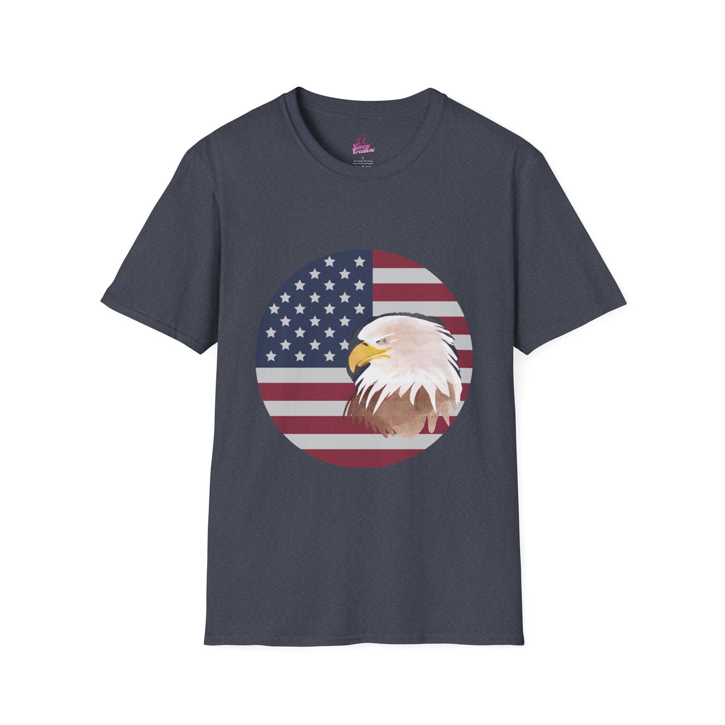 Red, White & Blue Eagle and Flag Antique 4th Softstyle Plus Short Sleeve T-Shirt Multiple Sizes xl-5xl