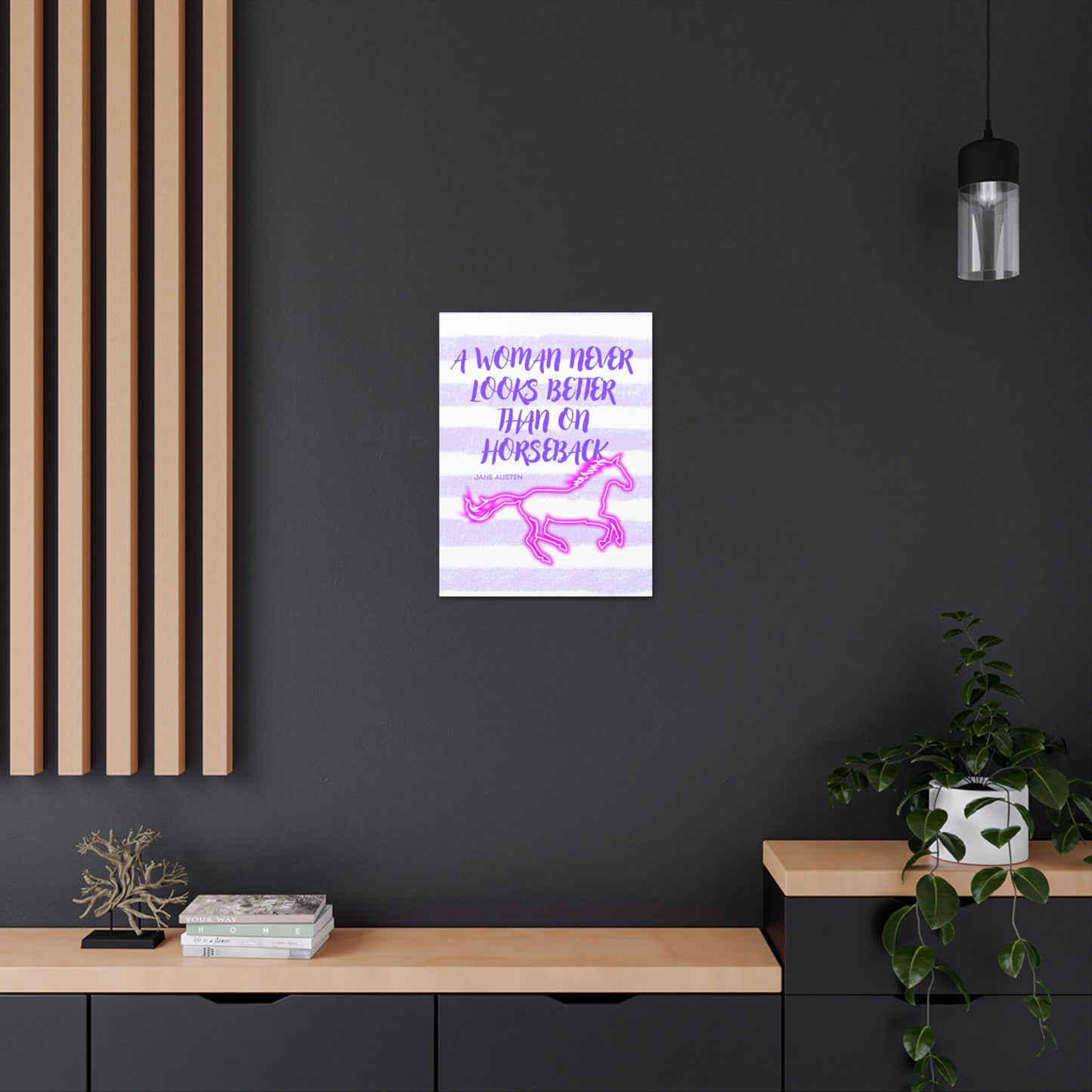 Purple Woman on Horseback Neon Horse Cowgirl Country Wrapped Canvas Art Multiple Sizes