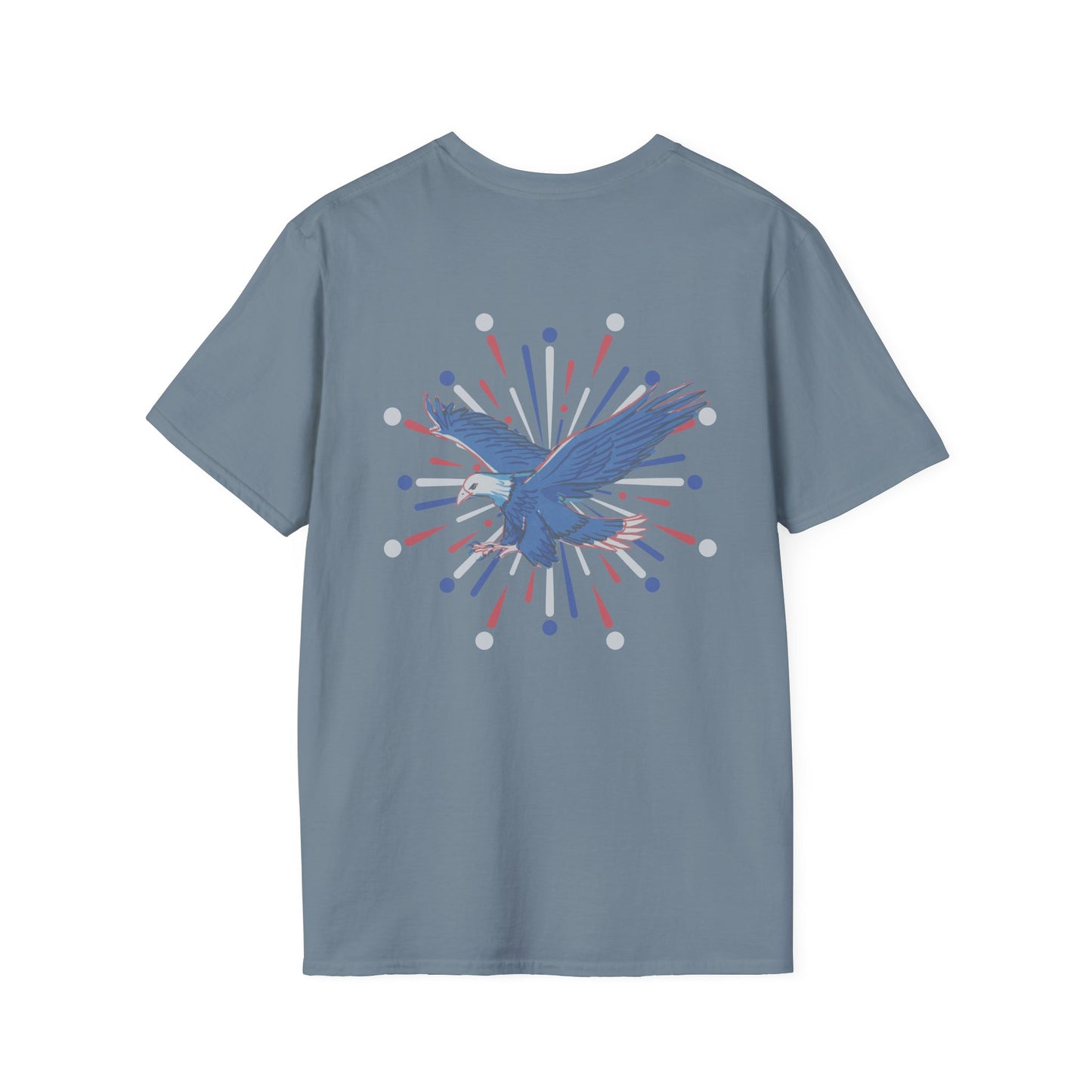 USA 'Merica Red, White & Blue Eagle 4th Women's Softstyle Plus Short Sleeve Double-Sided T-Shirt Sizes xl-5xl