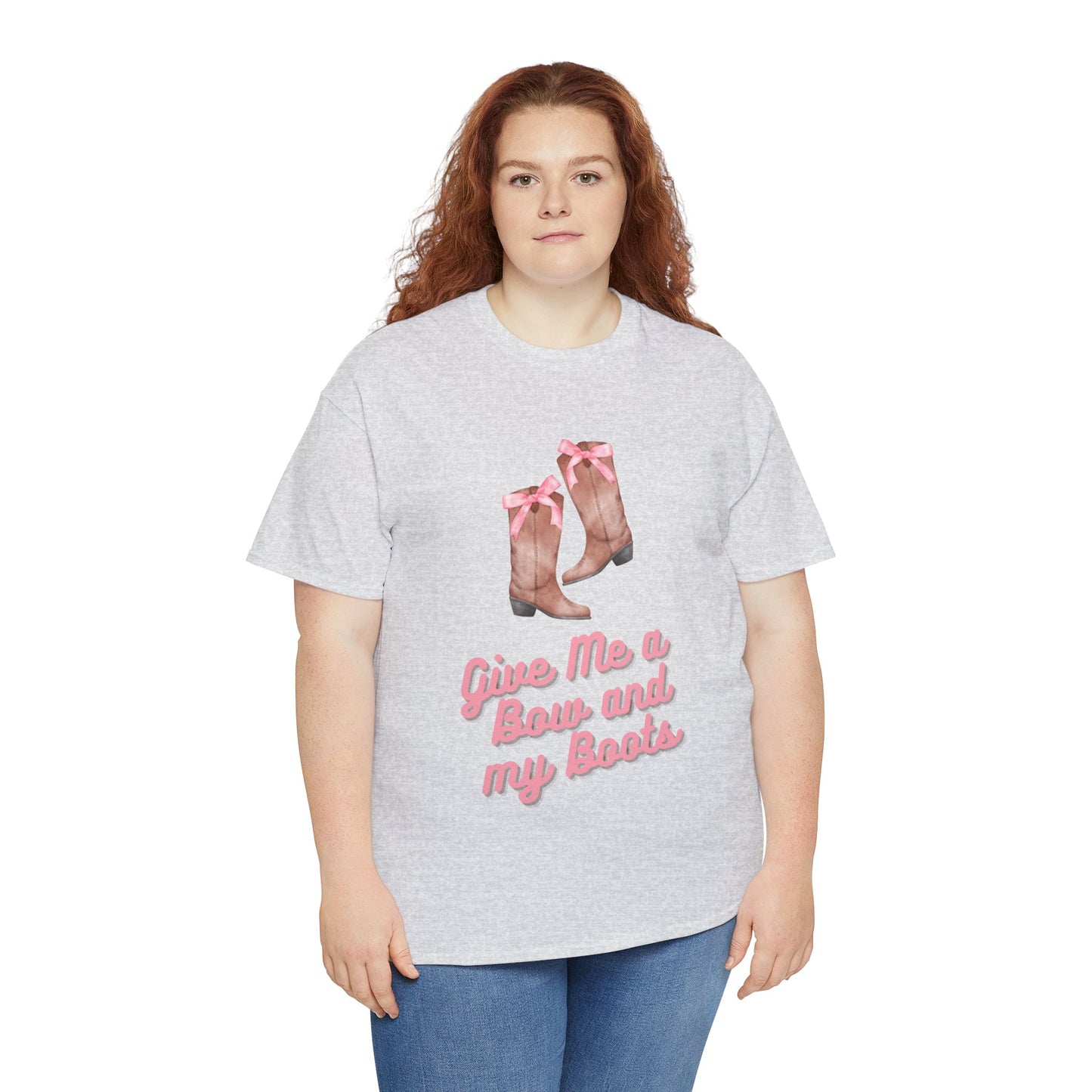 Pink Cowgirl Bow & Boots Women's Plus Short Sleeved Cotton Tee Size xl-5xl