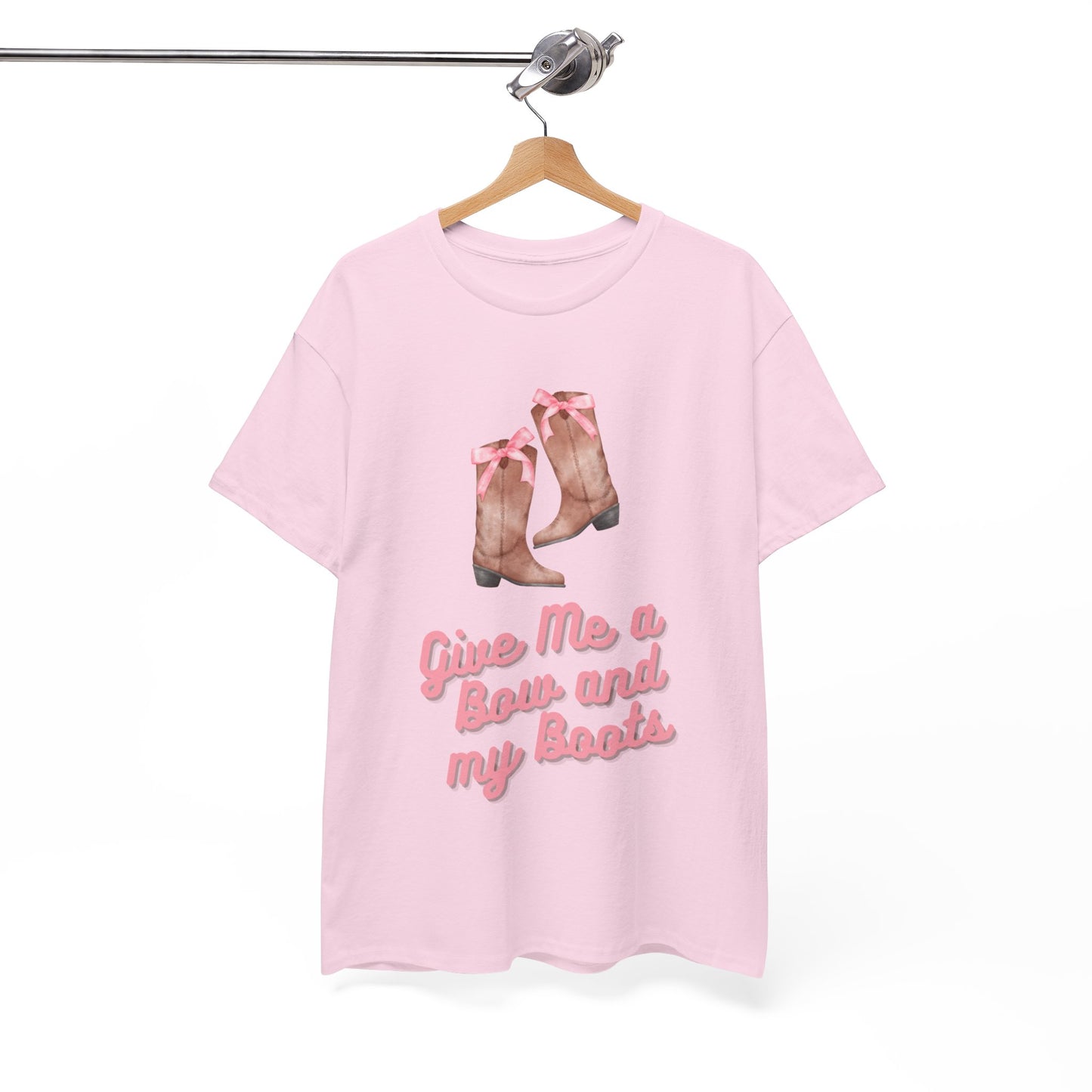 Pink Cowgirl Bow & Boots Women's Plus Short Sleeved Cotton Tee Size xl-5xl