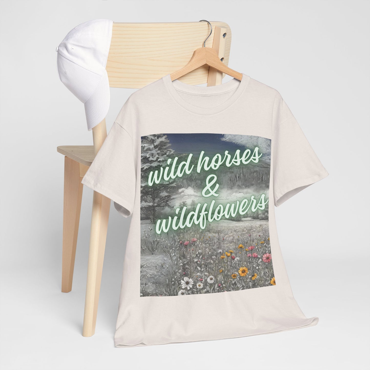 Wild Horses & Wildflowers Country Cowgirl Women's Plus Short Sleeved Cotton Tee Size xl-5xl