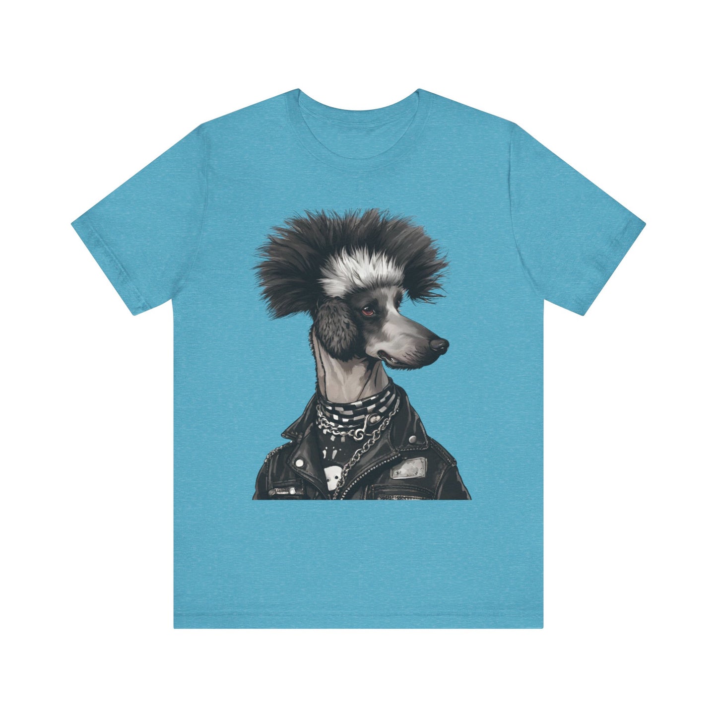 Black & White Punk Rock Poodle Puppy Dog Women's Jersey Short Sleeve Tee Size s-2xl