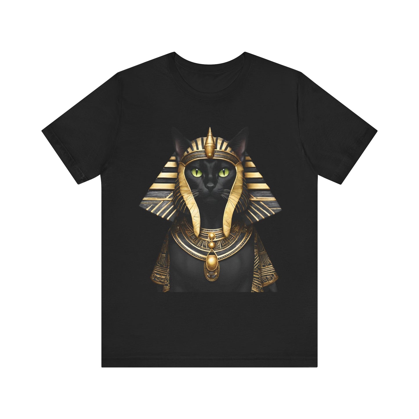 Black & Gold Egyptian Princess Pharaoh Kitty Cat Women's Jersey Short Sleeved Tee Size S-2xl