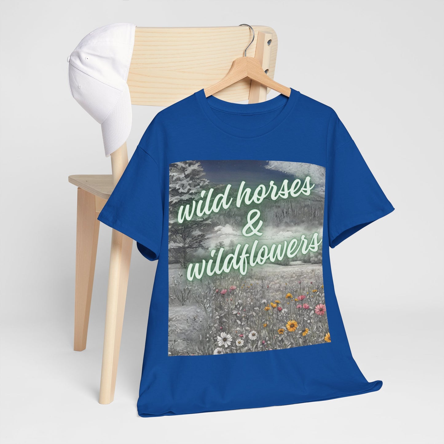 Wild Horses & Wildflowers Country Cowgirl Women's Plus Short Sleeved Cotton Tee Size xl-5xl