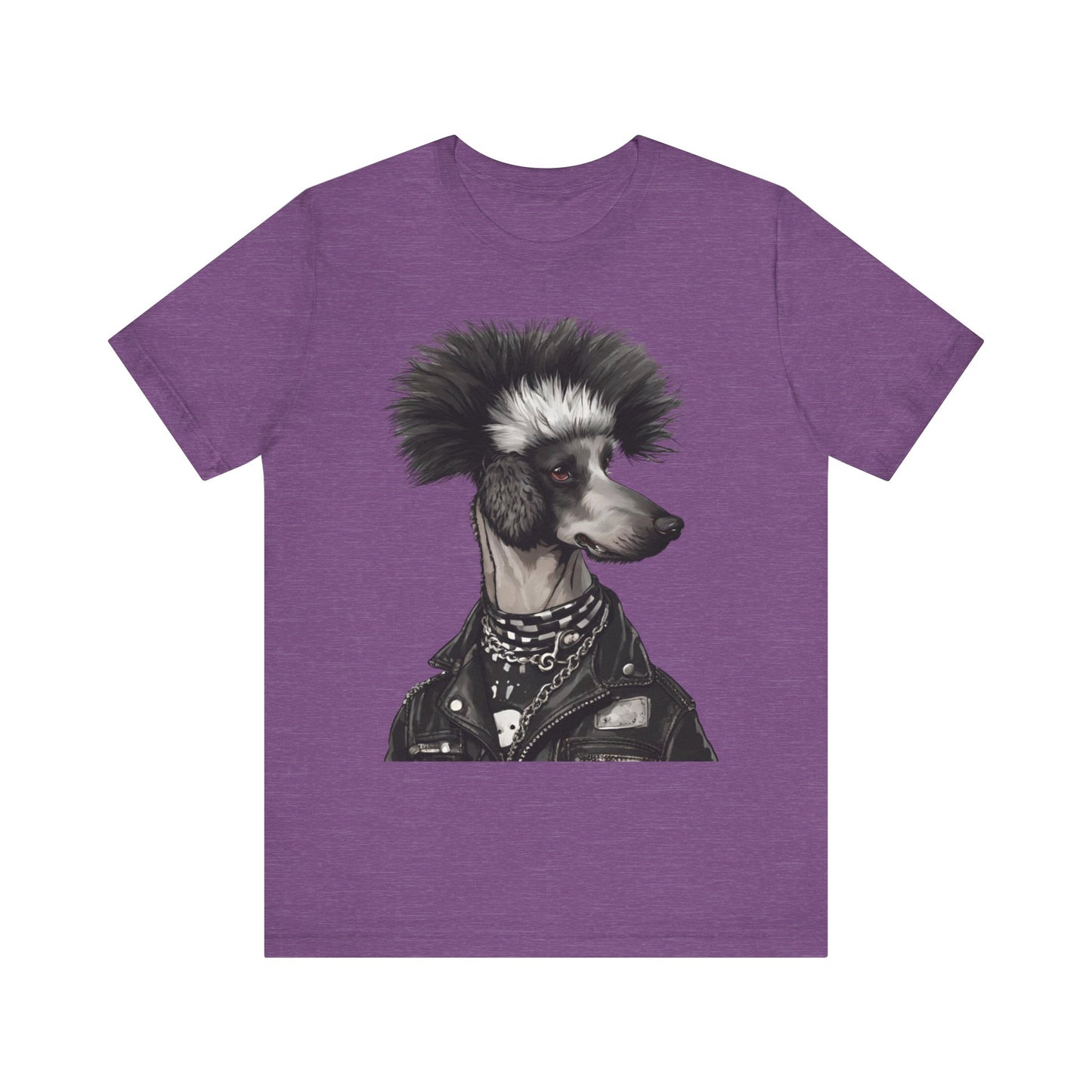 Black & White Punk Rock Poodle Puppy Dog Women's Jersey Short Sleeve Tee Size s-2xl