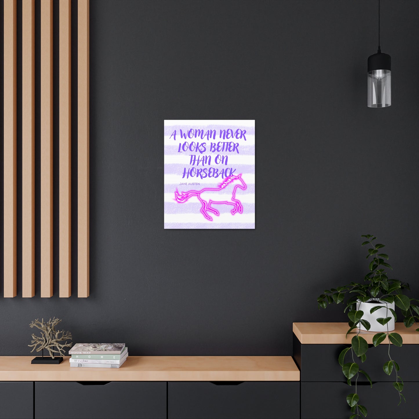 Purple Woman on Horseback Neon Horse Cowgirl Country Wrapped Canvas Art Multiple Sizes