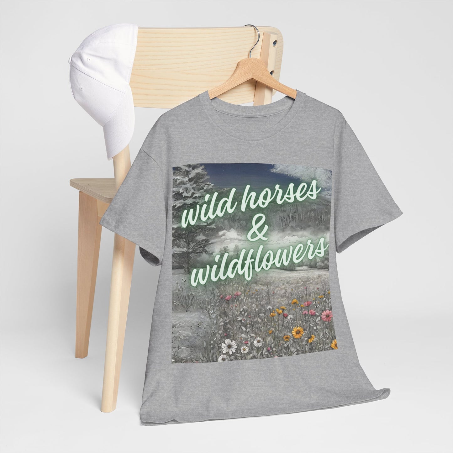 Wild Horses & Wildflowers Country Cowgirl Women's Plus Short Sleeved Cotton Tee Size xl-5xl