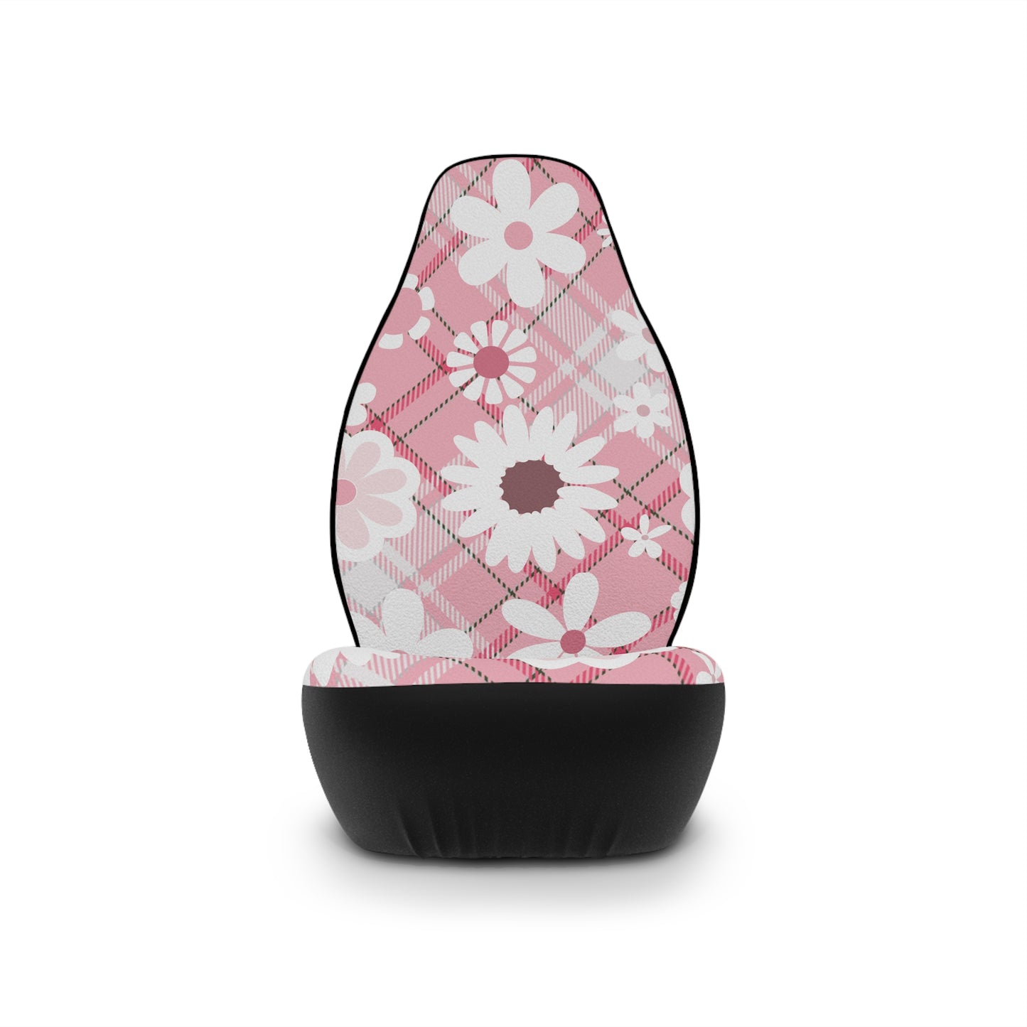 Pink & Plaid & White Daisy Preppy Car Seat Covers
