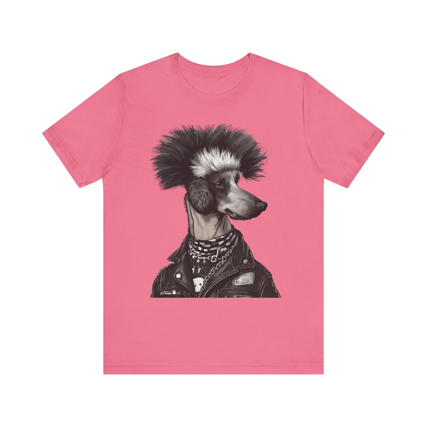 Black & White Punk Rock Poodle Puppy Dog Women's Jersey Short Sleeve Tee Size s-2xl