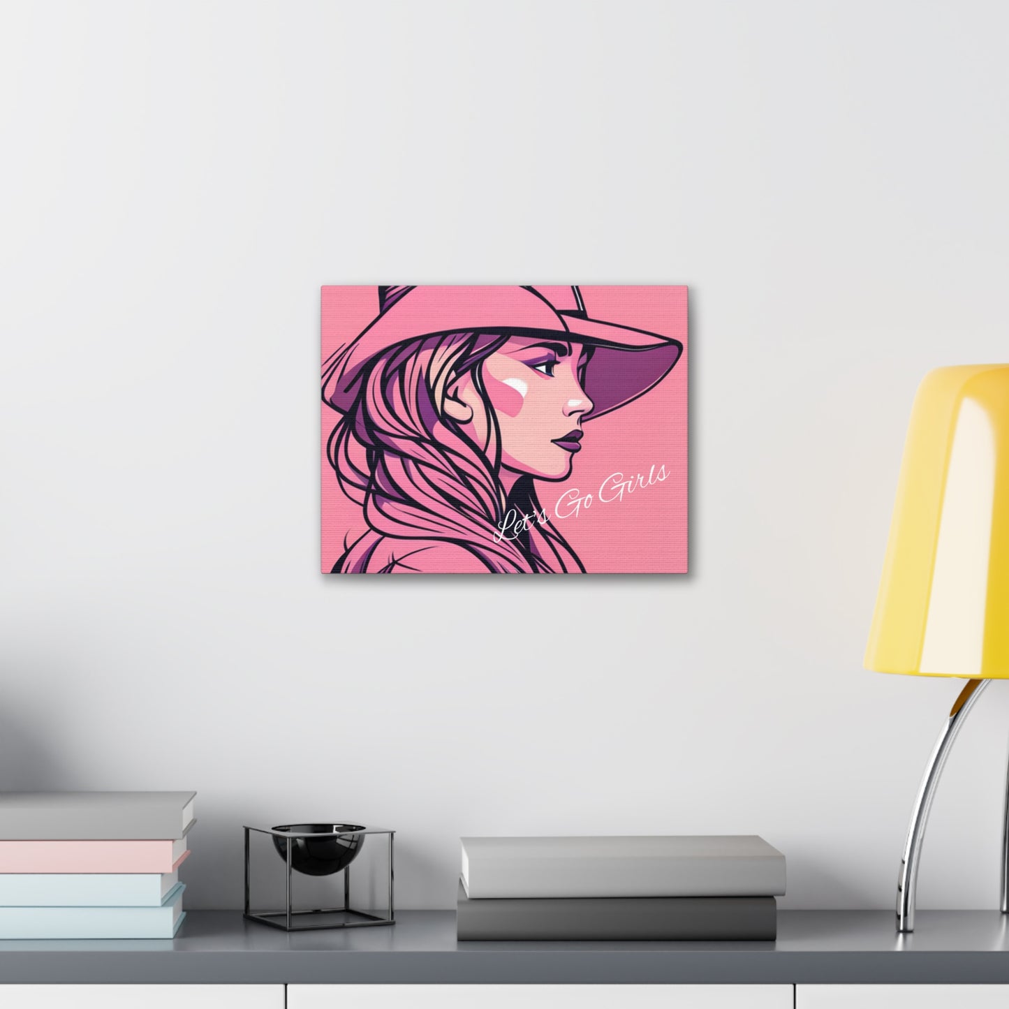 Pink Cowgirl Let's Go Girls Wrapped Canvas Art Multiple Sizes