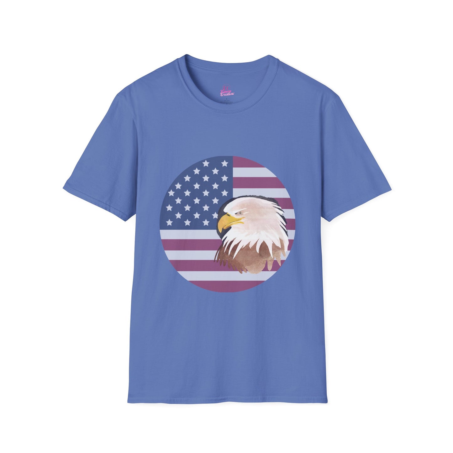 Red, White & Blue Eagle and Flag Antique 4th Softstyle Plus Short Sleeve T-Shirt Multiple Sizes xl-5xl