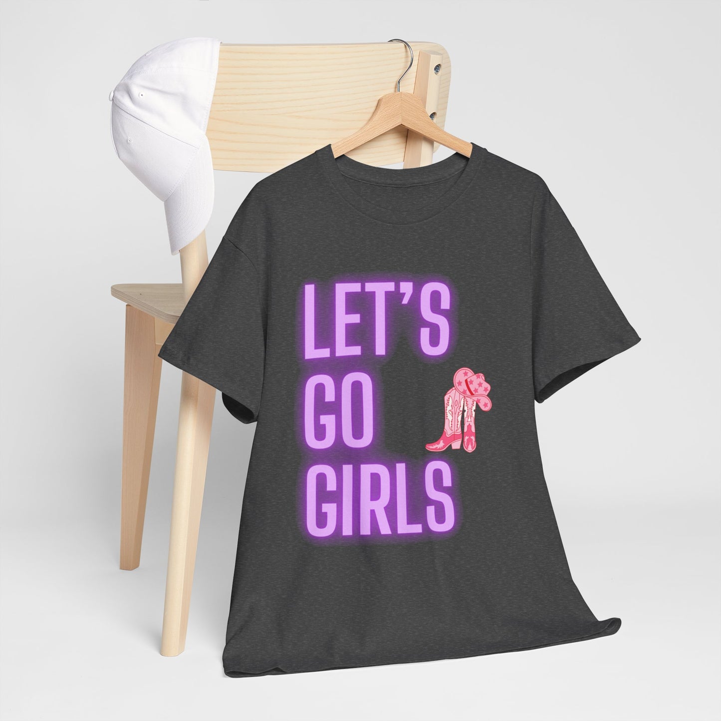 Let's Go Girls Glow Cowgirl Women's Plus Heavy Cotton Tee Size xl-5xl