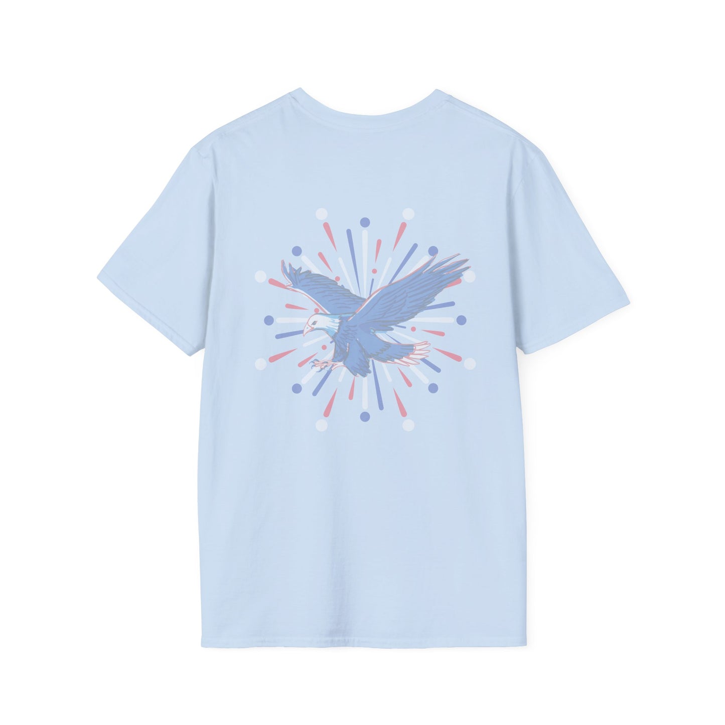 USA 'Merica Red, White & Blue Eagle 4th Women's Softstyle Plus Short Sleeve Double-Sided T-Shirt Sizes xl-5xl