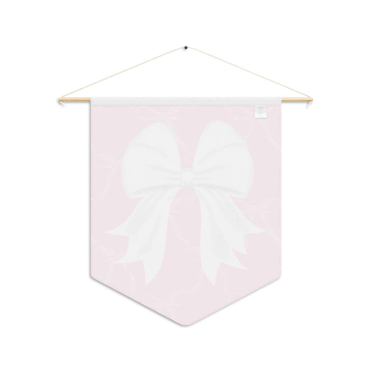 Bubblegum Pink Coquette White Bow Pennant