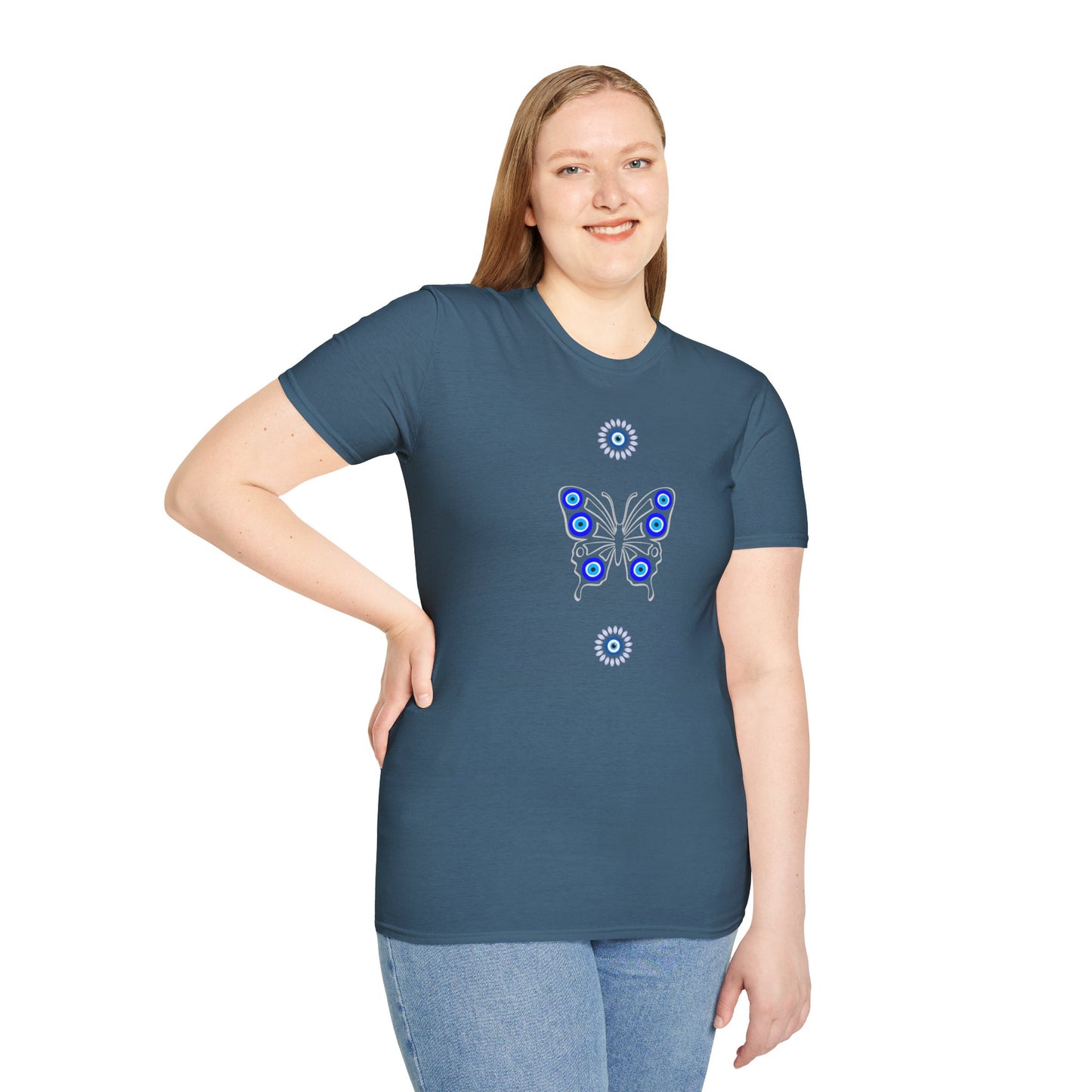 Evil Eye Butterfly Protection Women's Plus Short Sleeve Softstyle T-Shirt Sizes xl-5xl