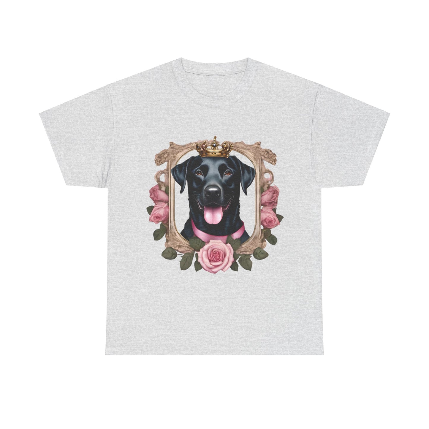 Coquette Pink Rose Smiling Black Labrador Prince Princess Puppy Dog Women's Plus Cotton Tee Size xl-5xl