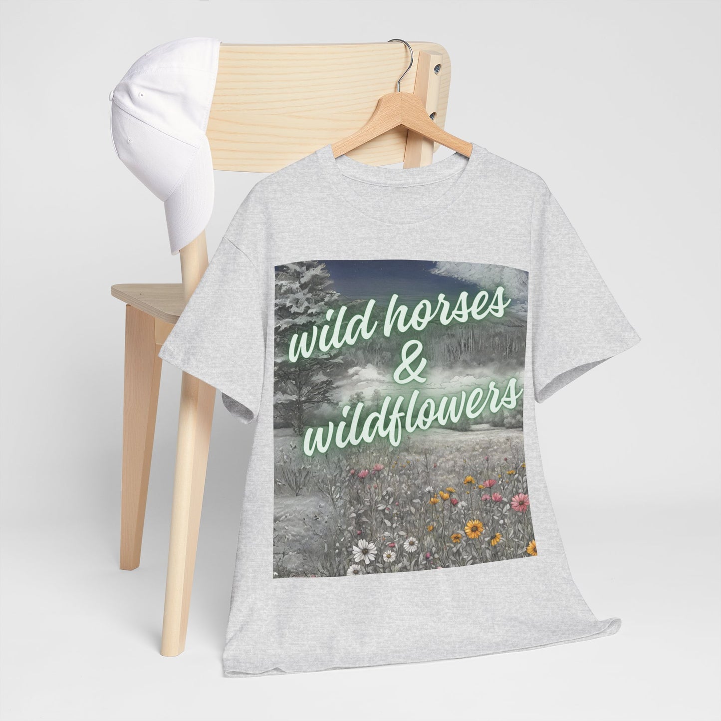 Wild Horses & Wildflowers Country Cowgirl Women's Plus Short Sleeved Cotton Tee Size xl-5xl