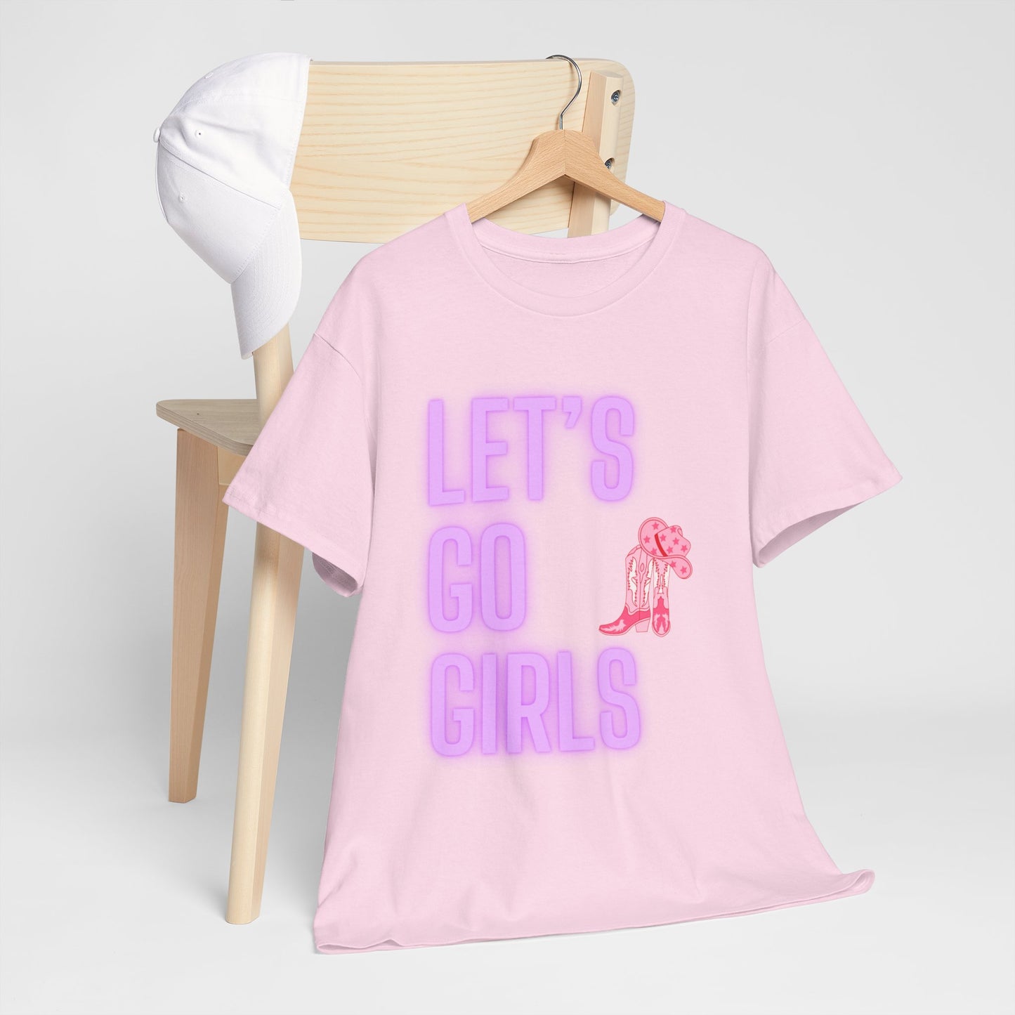 Let's Go Girls Glow Cowgirl Women's Plus Heavy Cotton Tee Size xl-5xl