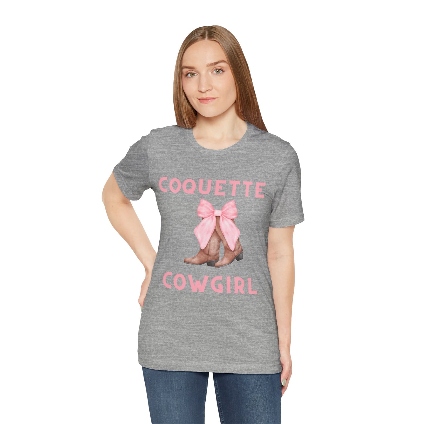 Coquette Cowgirl Bow & Boots Women's Jersey Short Sleeved Tee Size S-2xl
