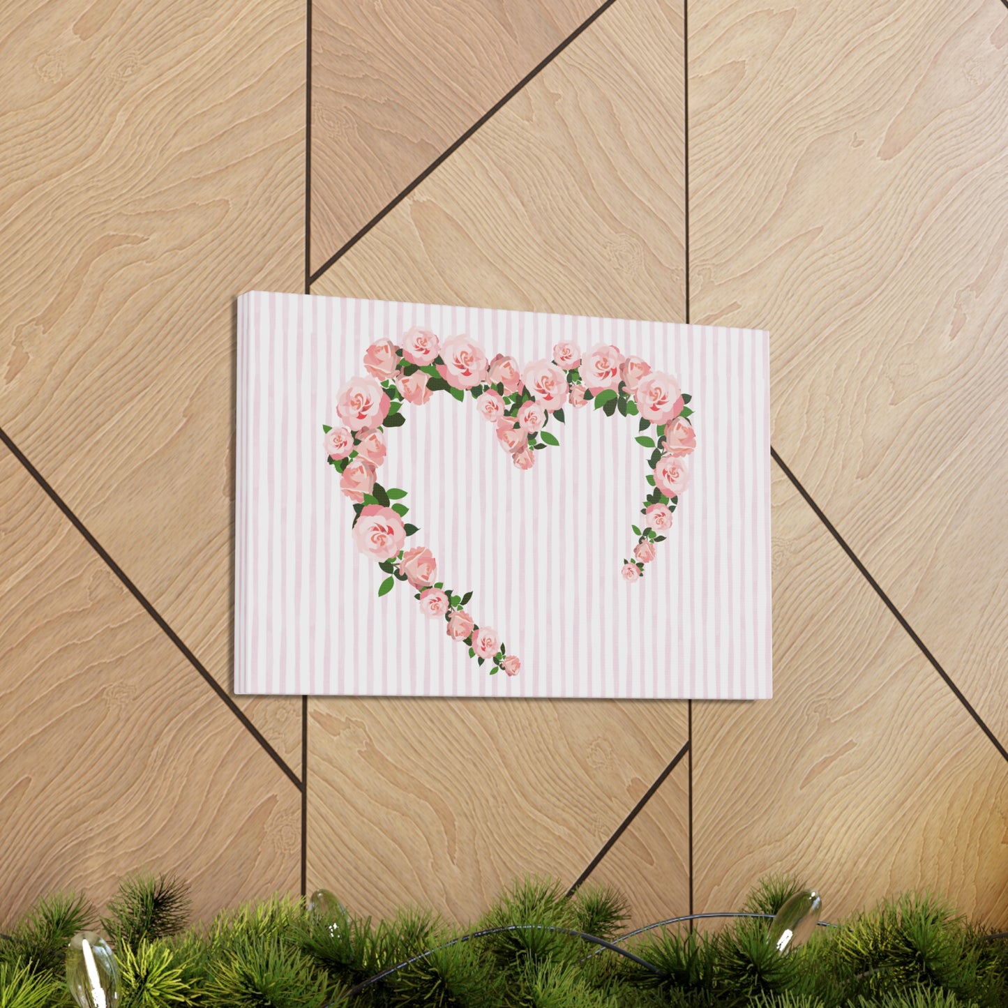 Pink & White Coquette Rose Heart Wrapped Gallery Canvas Art - Multiple Sizes