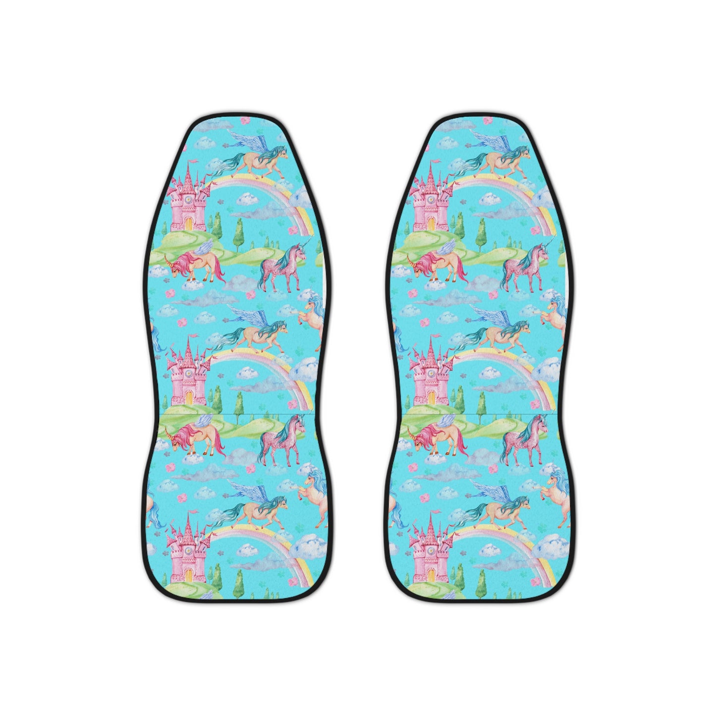 Princess Unicorn Pink & Blue Clouds & Sky Rainbow Car Seat Covers