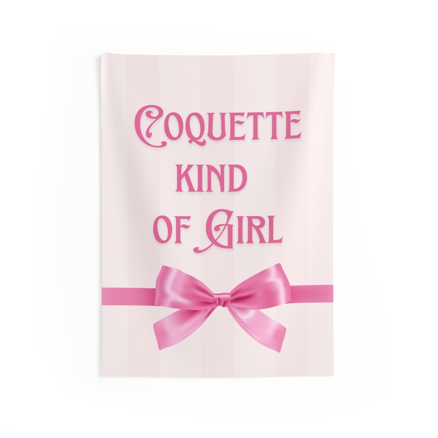 Coquette Kind of Girl Pink Bow Indoor Wall Tapestry Multiple Sizes