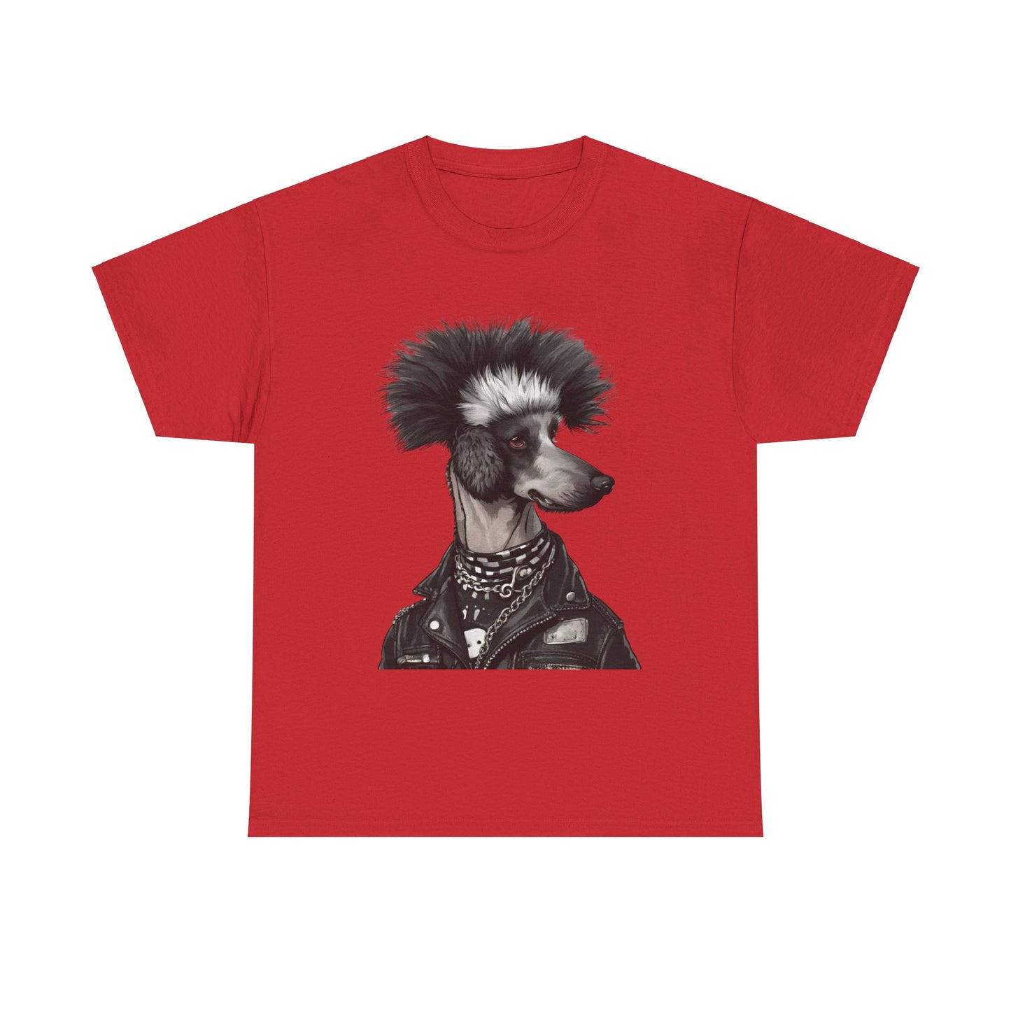 Black & White Punk Rock Poodle Puppy Dog Women's Plus Cotton Tee Size xl-5xl