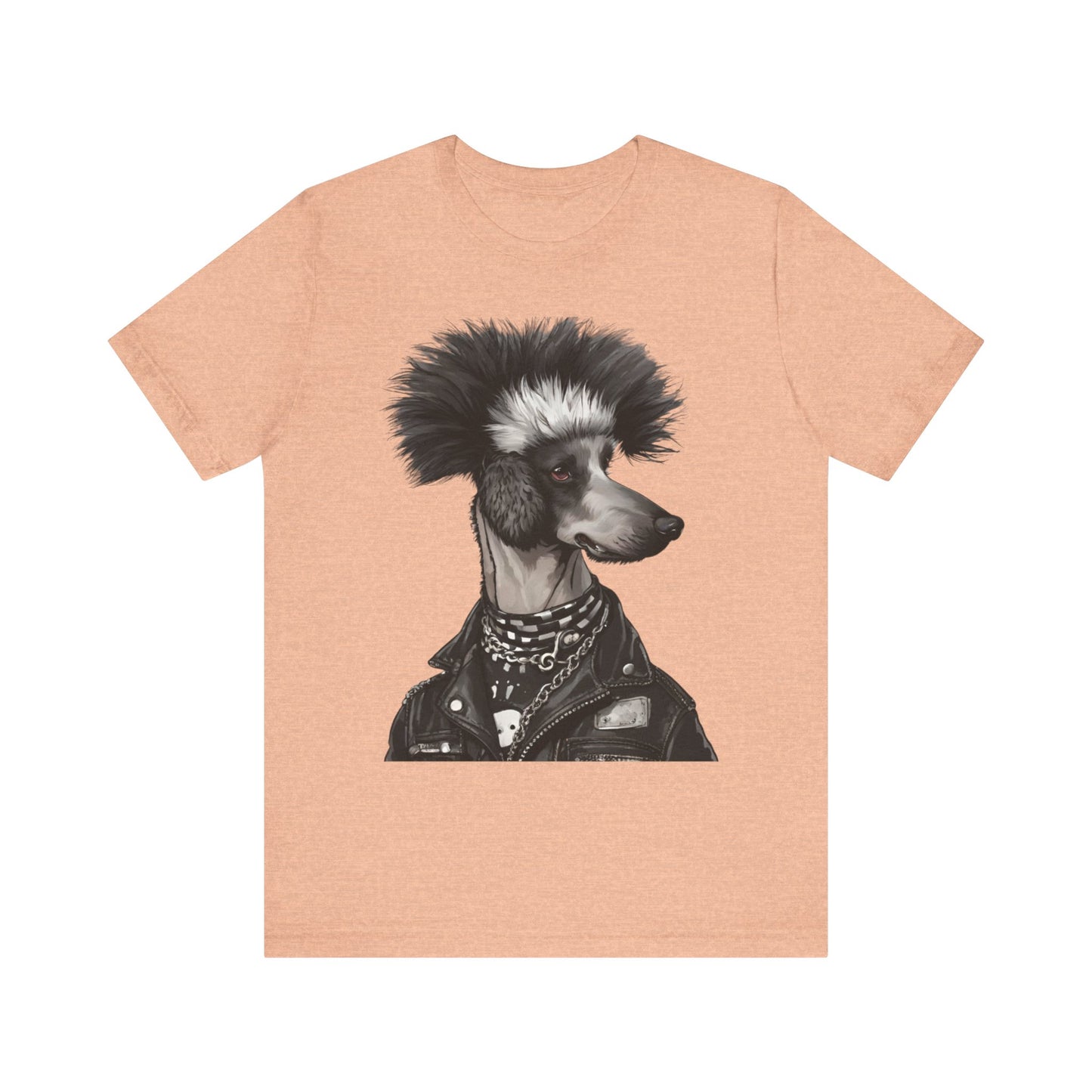Black & White Punk Rock Poodle Puppy Dog Women's Jersey Short Sleeve Tee Size s-2xl
