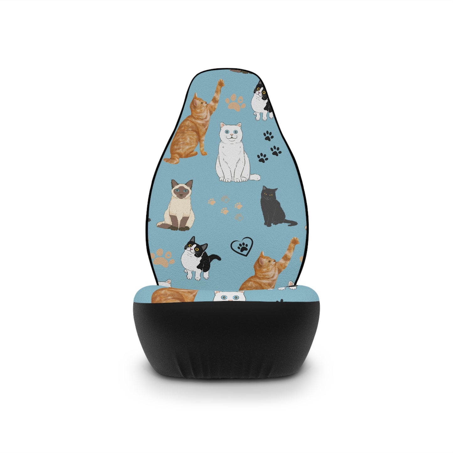Blue Smiling Playful Funny Kitty Cat Car Seat Covers