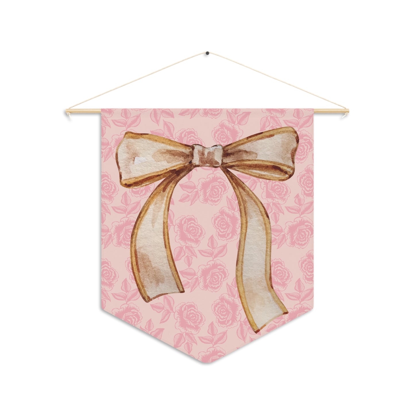 Pink Rose and Bow Coquette Pennant